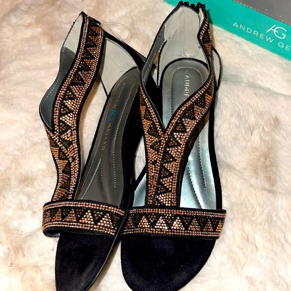 Andrew Geller  Rhinestone Memory Foam Sandal 6W - Image 2