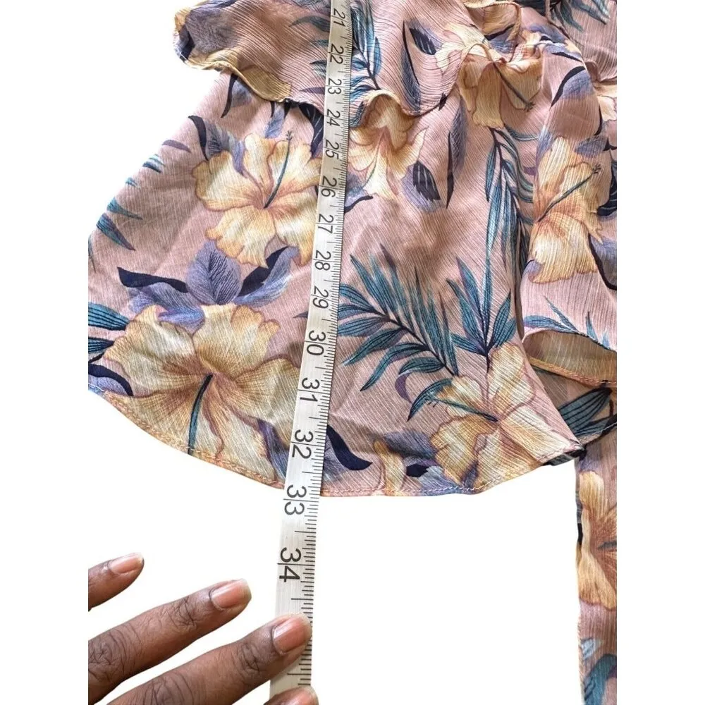 Floral Ruffle Multi Layer Tiered Dress Open Back & Tie Waist Coquette Fairy Sz S - Image 11