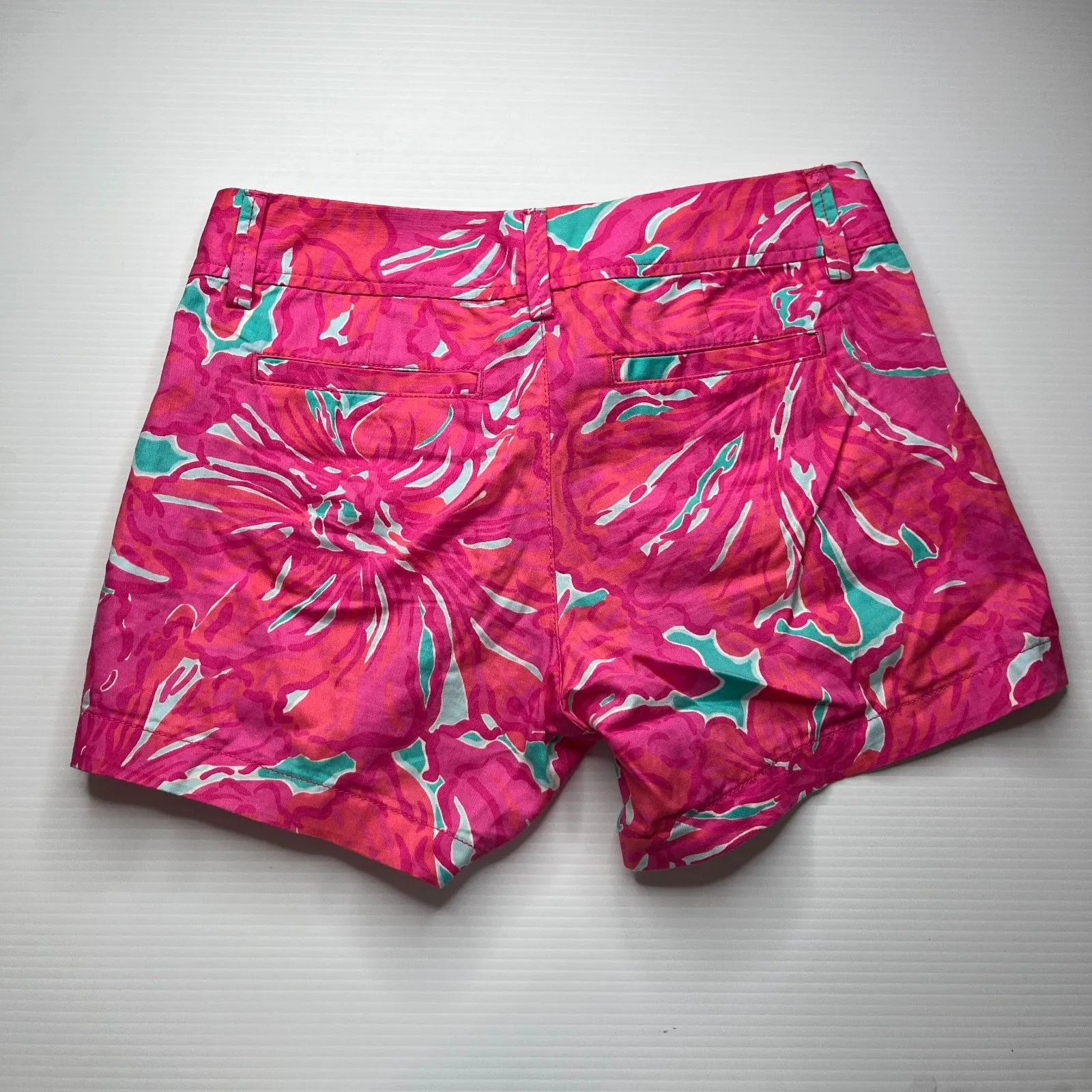 Lilly Pulitzer Womens Flirty Sea The Callahan Shorts 0 Pink 5" Inseam Mid Rise - Image 2