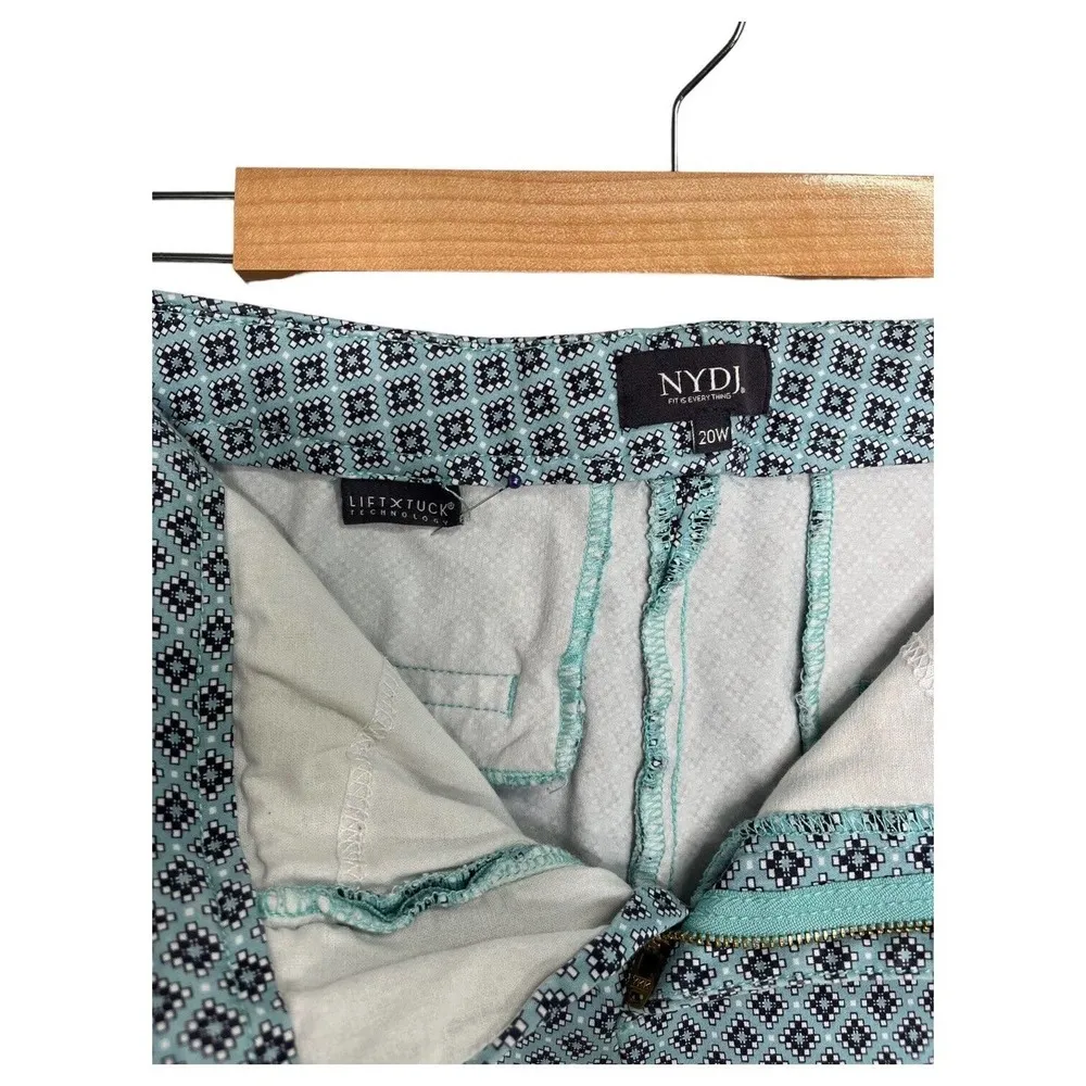 NYDJ Pants Womens 20W Everyday Trouser Capri Lift Tuck Technology Geometric Blue - Image 8