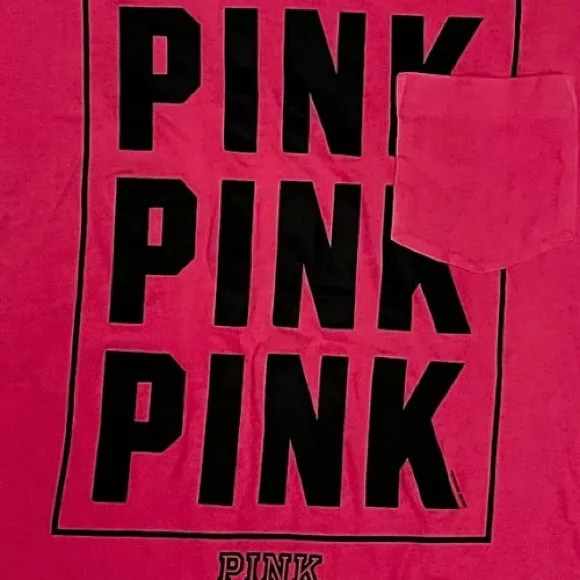 Victoria's Secret Pink Black Logo Graphic Pink TShirt Size XS Y2K‎ Barbiecore - Image 4