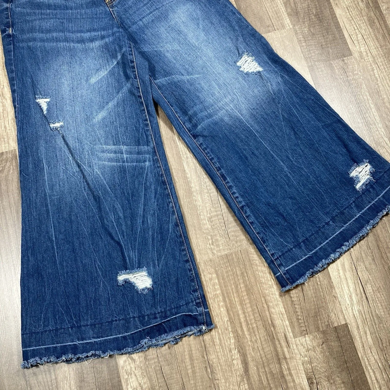 Refuge Premium Cropped Jeans Womens 6 Capri Wide Flared Trousers Blue Denim 28 - Image 3