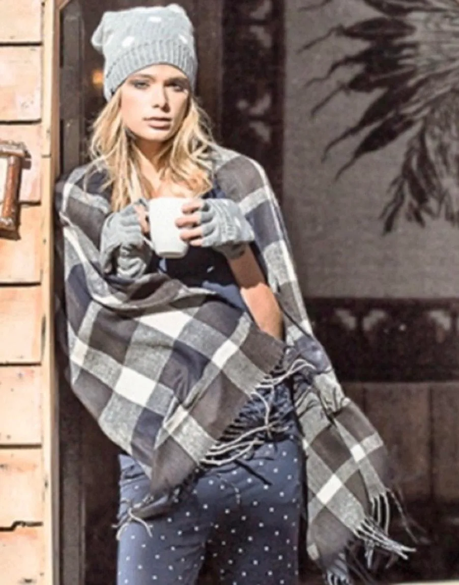 Plush Ultra Soft Fleece Plaid Scarf Gray - Image 7