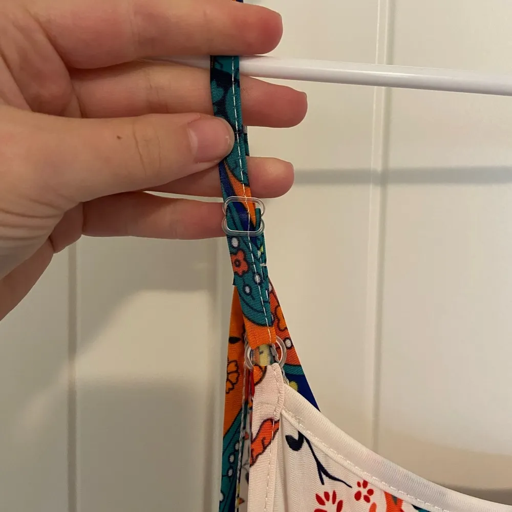 NEW Reborn women’s multicolor paisley maxi adjustable strap stretch dress large White - Image 5