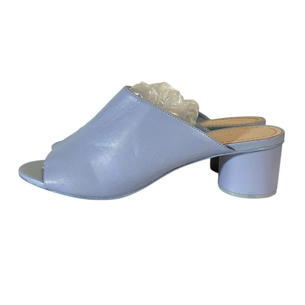 Zara Basic Women's Sz 41 Sky Blue Leather Mule Slide Sandals - Image 2