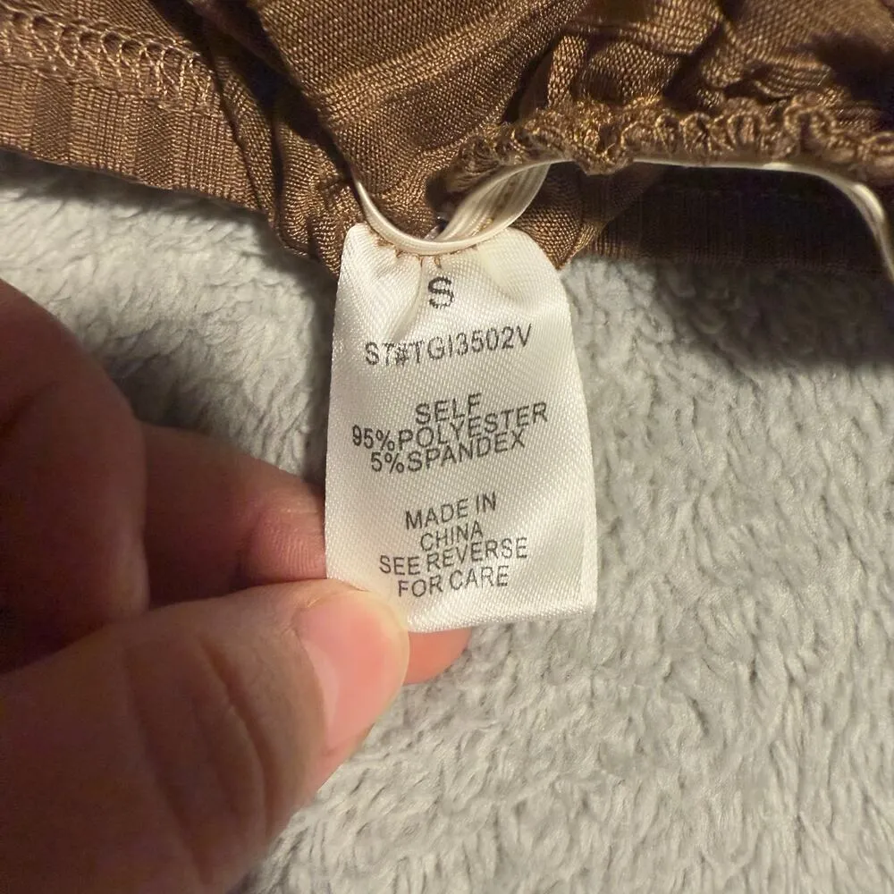 Better Be Woman’s One Shoulder Form Ribbed Fitted Crop Top, Brown, Small - Image 4