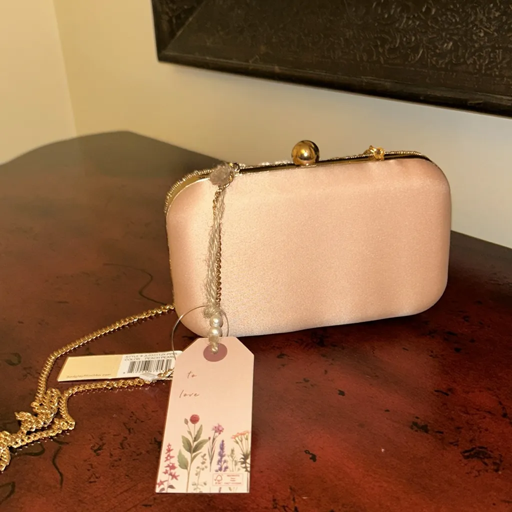 Badgley Mischka Jewel Beaded Floral Embroidered Boho Crossbody Clutch Bag NEW Pink - Image 6