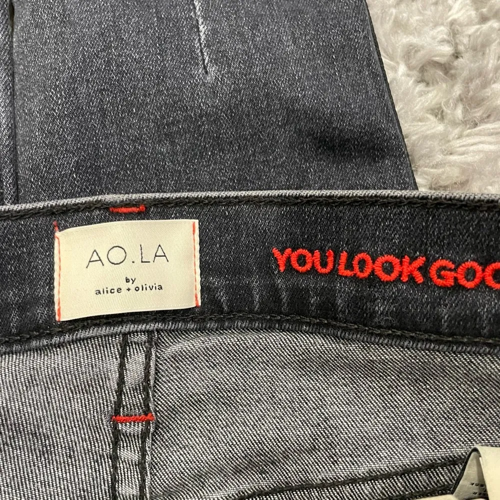 Alice Olivia AO Exposed Button High Waist Side Stripe Jeans 24 - Image 6