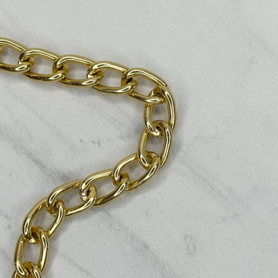 Chunky Draped Faux Pearl Beaded Gold Tone Chain Belt One Size (OS) - Image 11