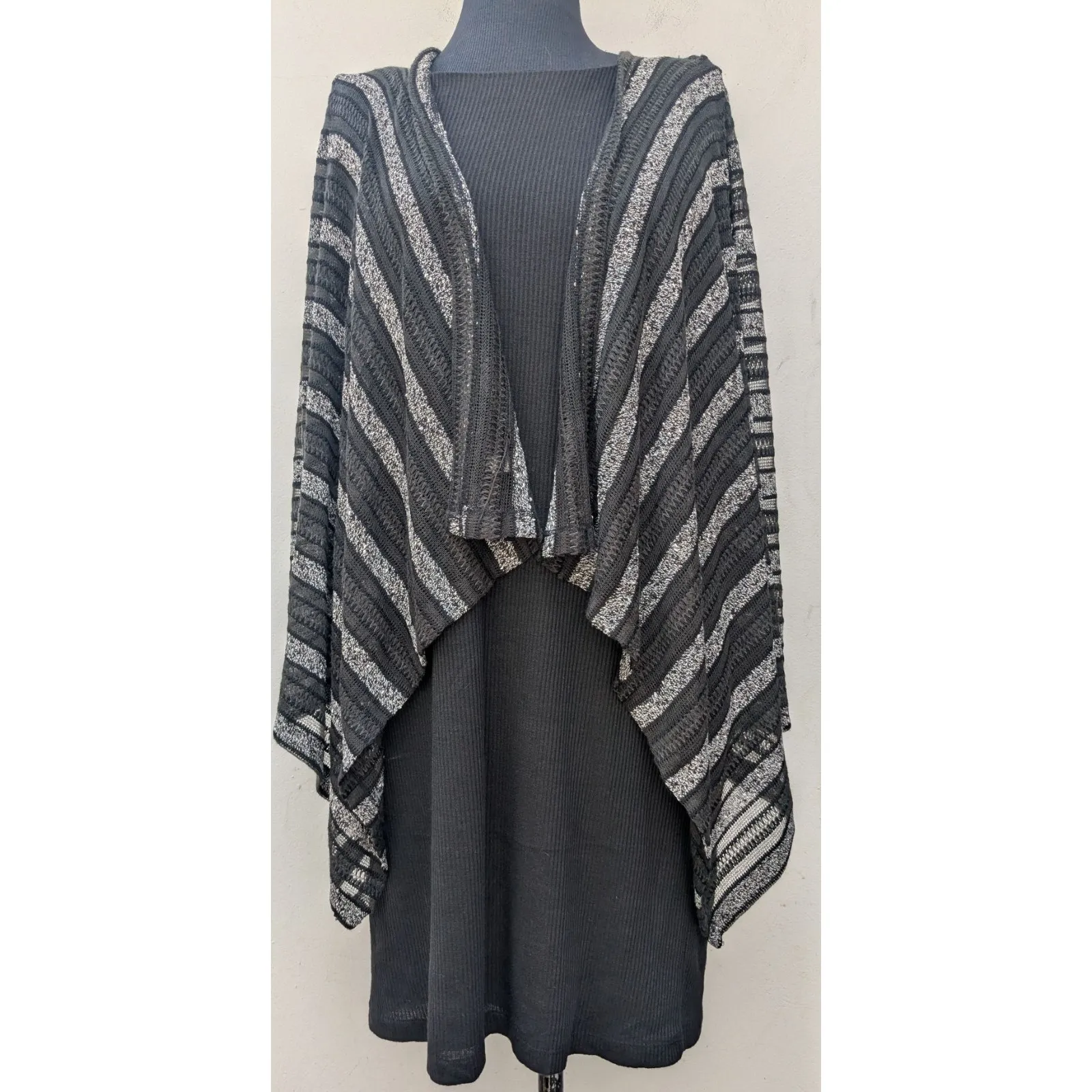 Studio One Midi Shift Dress Knit Sweater Black/Gray Size 10 - Image 2