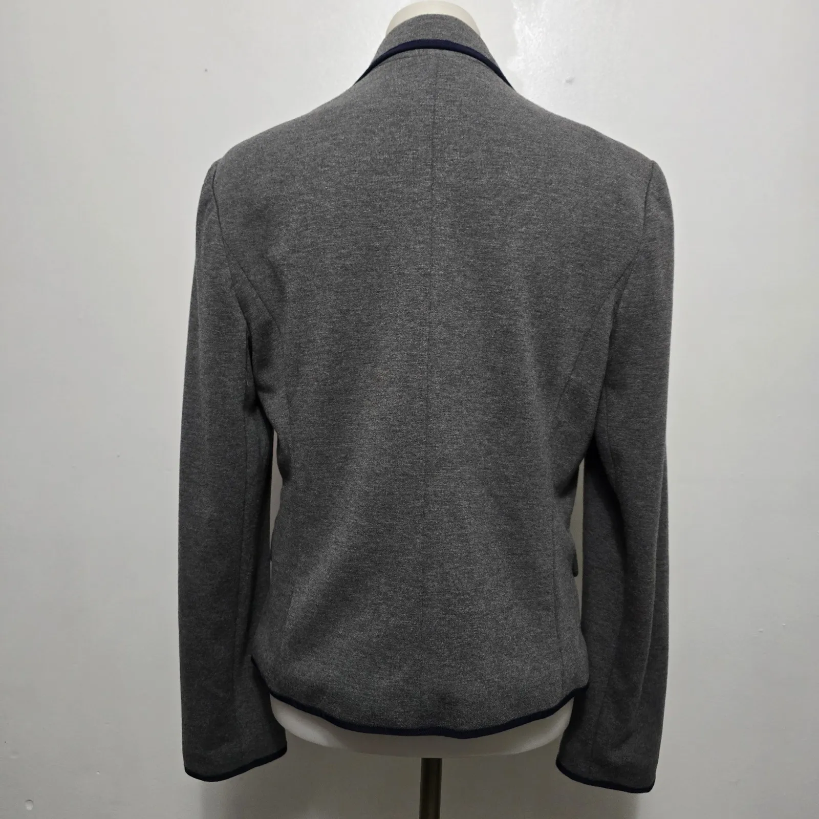 Gap Grey Blazer Navy Trim Blazer Size 12 Old Money Preppy Academia Classic - Image 5