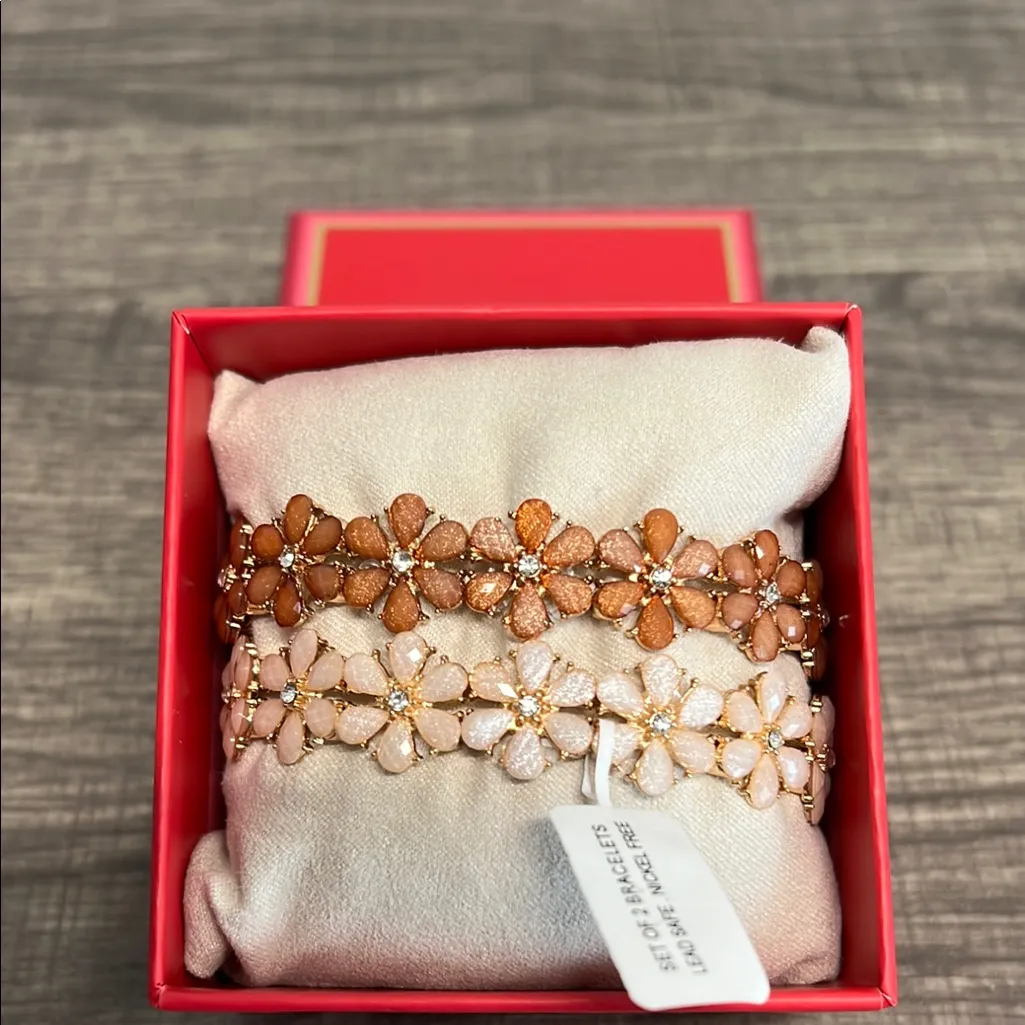 Piper K | Daisy Bracelet Set in Cream & Tan ✨ Gold - Image 6