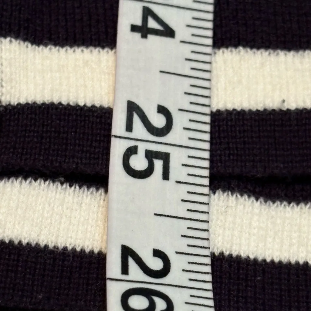 Loft Navy & White striped Sweater Blazer W/ One Gold Button Closure. Size M - Image 10