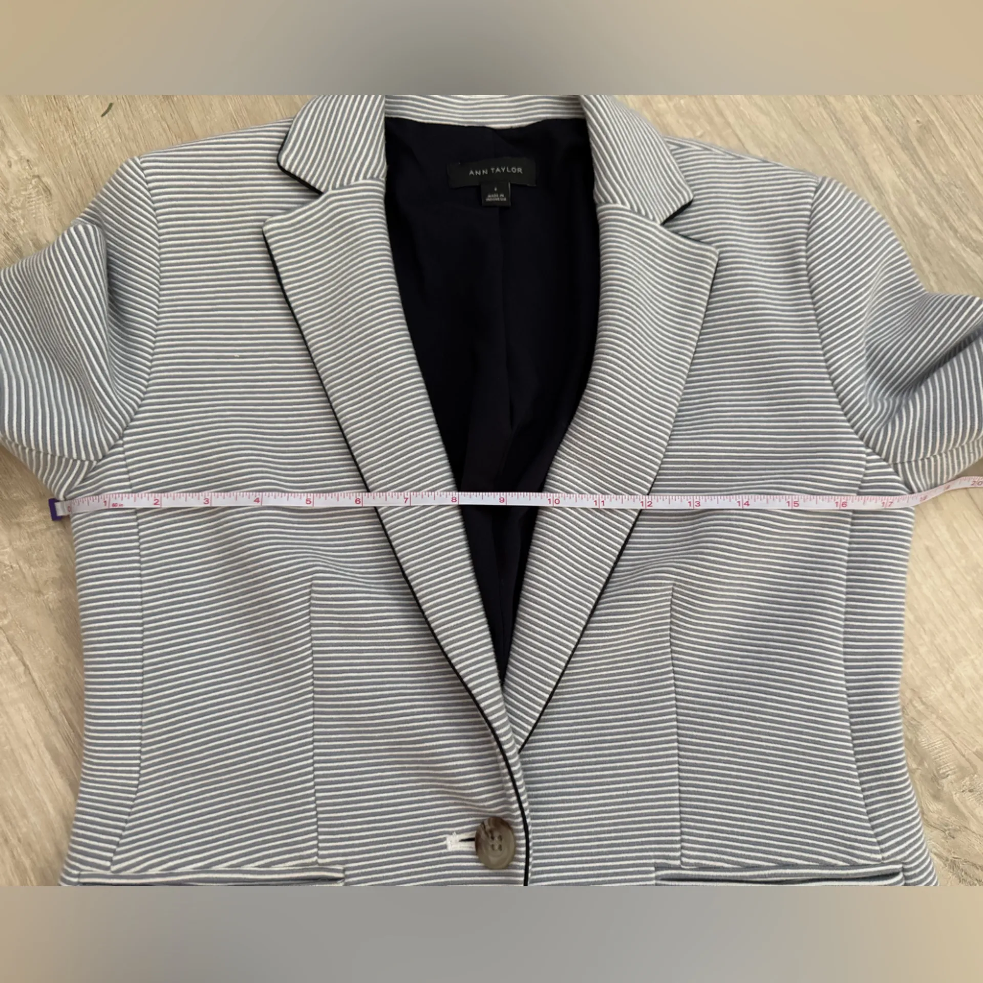 Ann Taylor Hutton Textured Stripe Blazer Jacket | Grey Stripe | 4 - Image 9