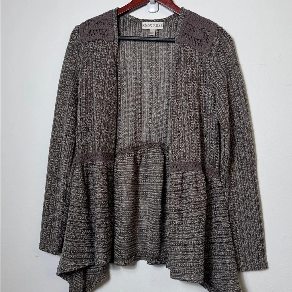 Knox Rose Textured Gray Cardigan sz M - Image 3