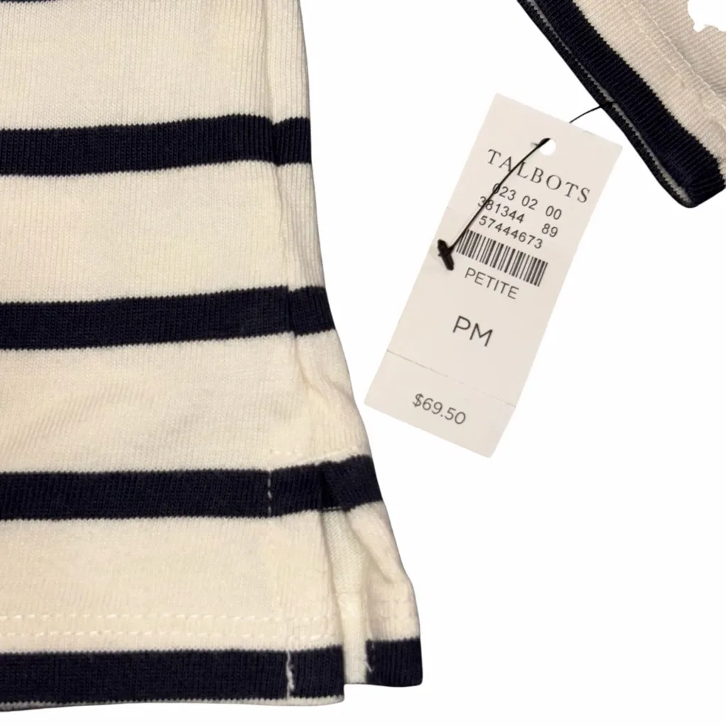 NEW Talbots Sequin Ribbon Stripe Mockneck Long Sleeve Top size Petite Medium - Image 5