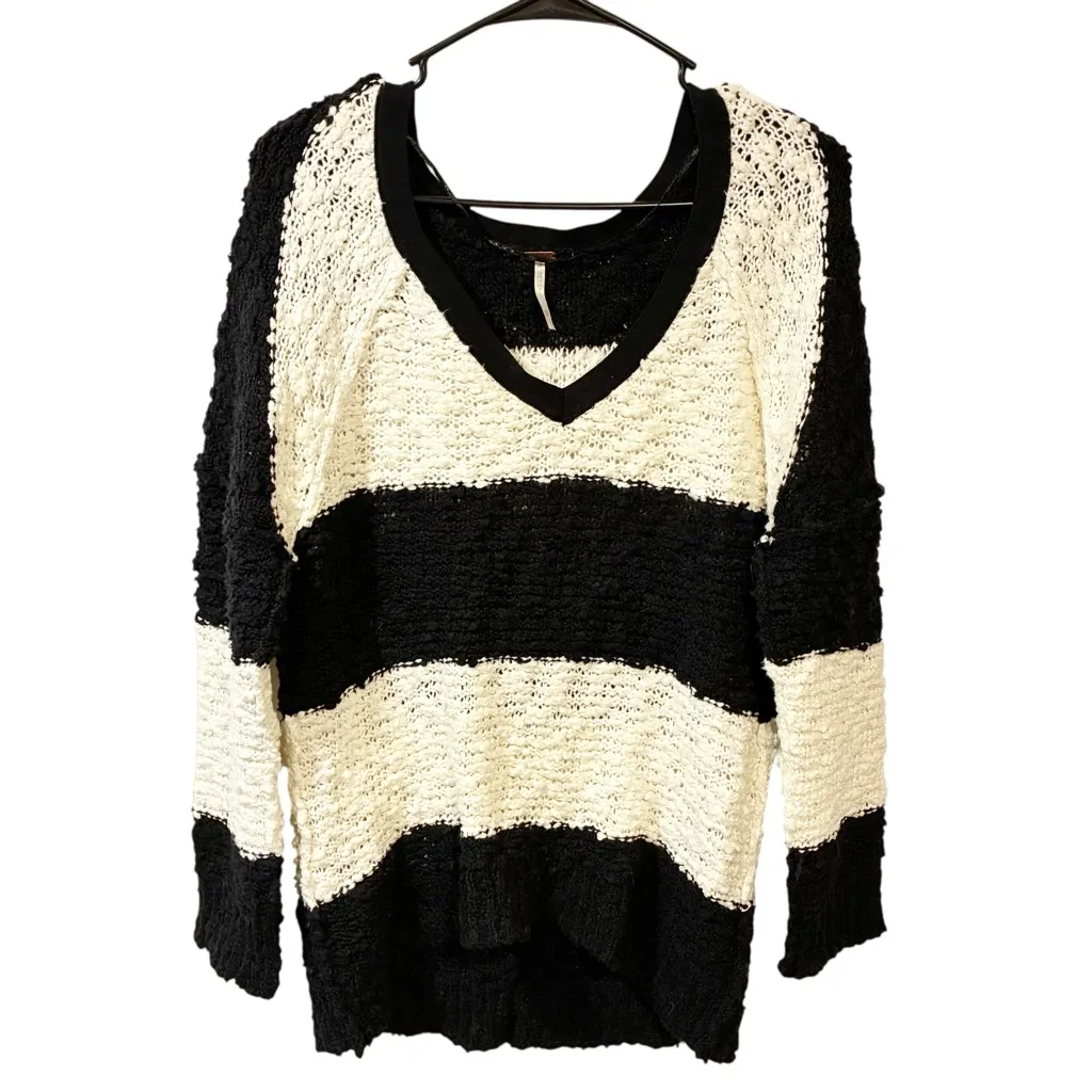 Free People Women's White Songbird Rugby Stripe Bouclé Sweater Striped Size XS - Image 2