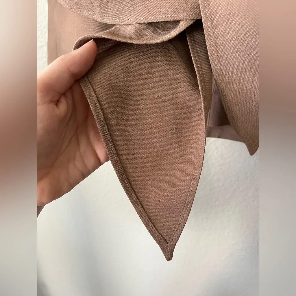 TIBI Removeable Tie Mini Linen Skirt in Camel Tan Women's Size 0 - Image 11