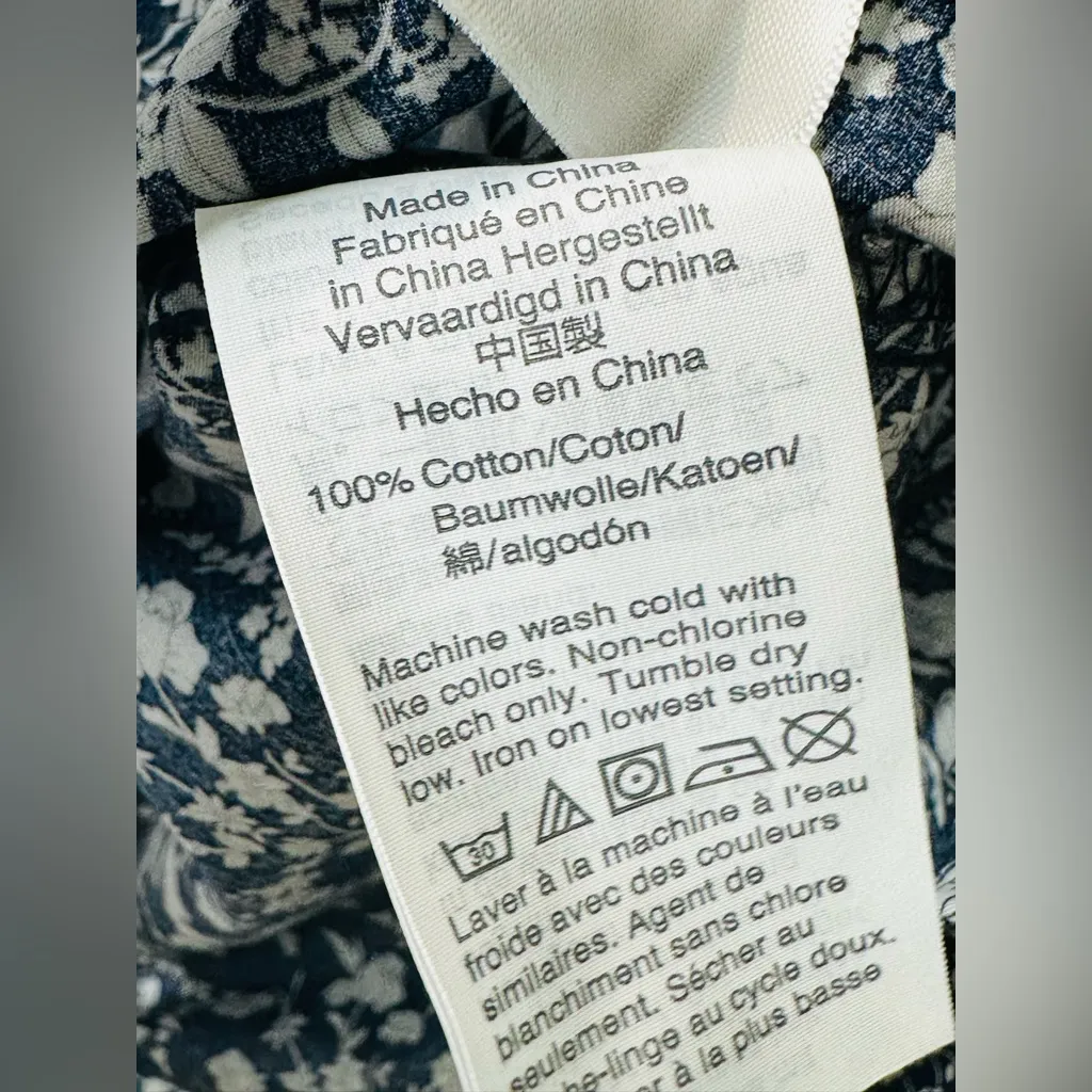 J. Crew Slim Perfect Liberty Summer Bloom Blue White Floral Print Shirt Blouse - Image 12