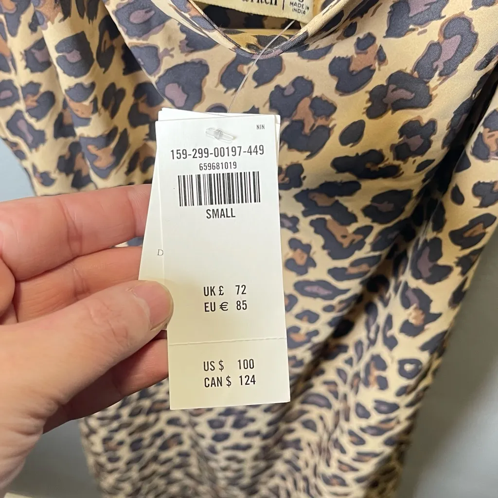 Abercrombie & Fitch NEW‎ Women's Leopard Slip Midi Dress Size Small - Image 5