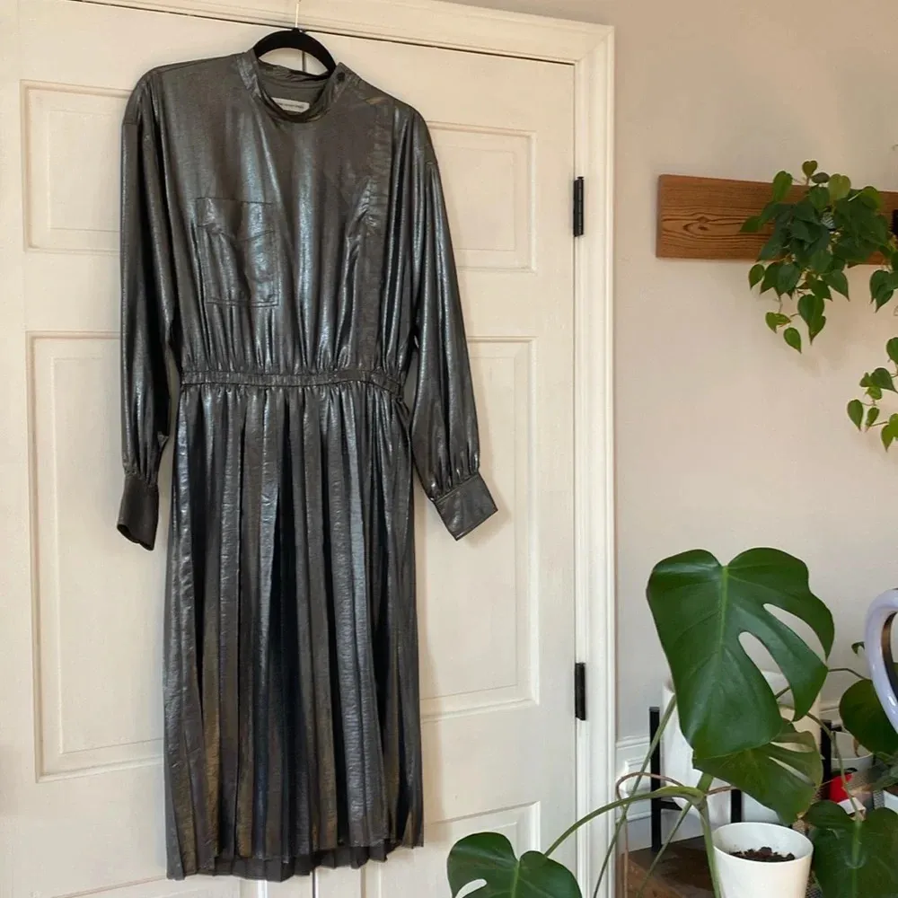 Isabel Marant Étoile Women's Lame Mae Dress ($655) Metallic Midi New Years Eve - Image 3