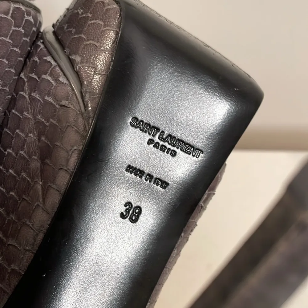 Saint Laurent YSL  Paris Grey Python Janis Platform Pump with box - Image 12
