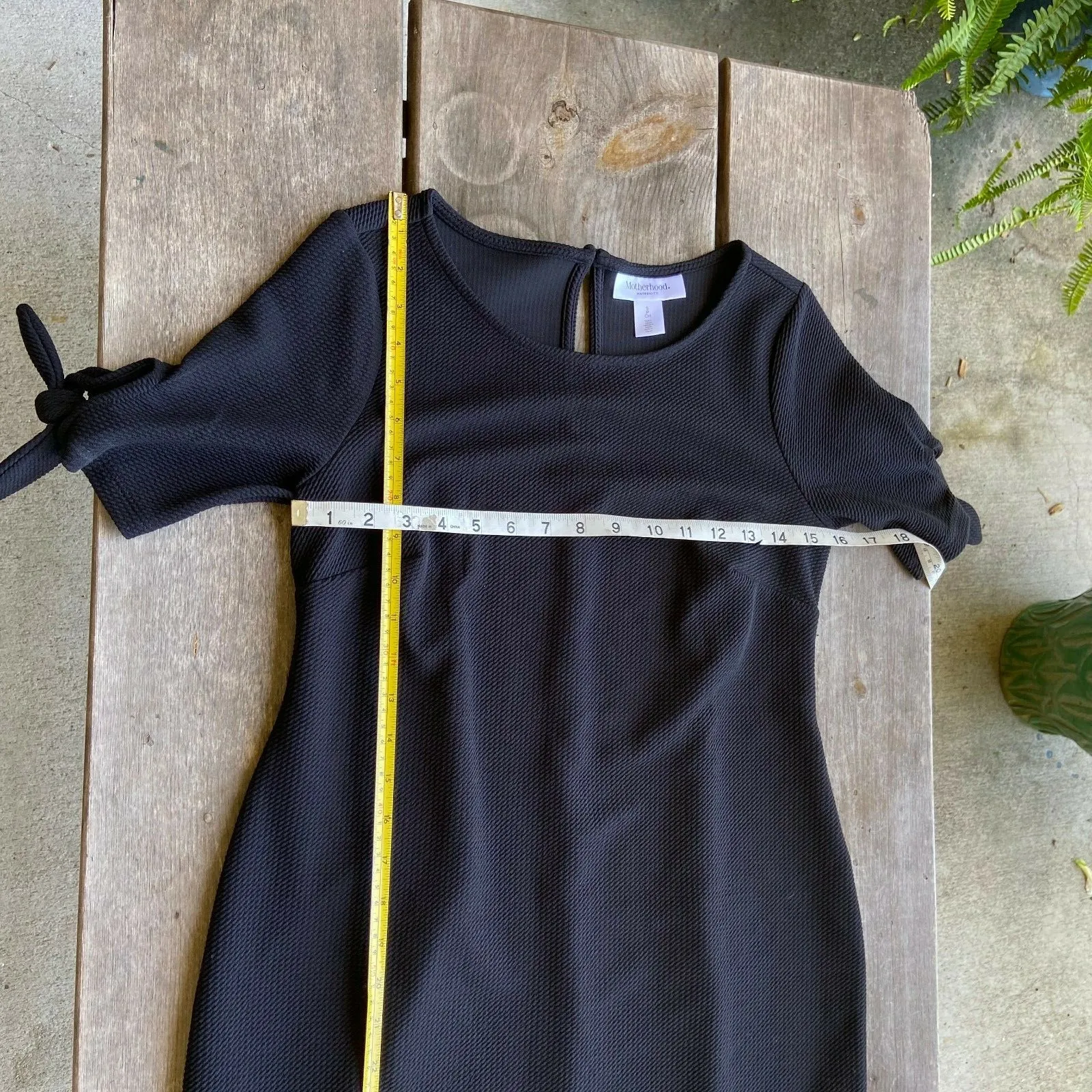 Motherhood Womens Dress Size Small Black Sheath Knot Sleeves Textured Maternity - Image 5