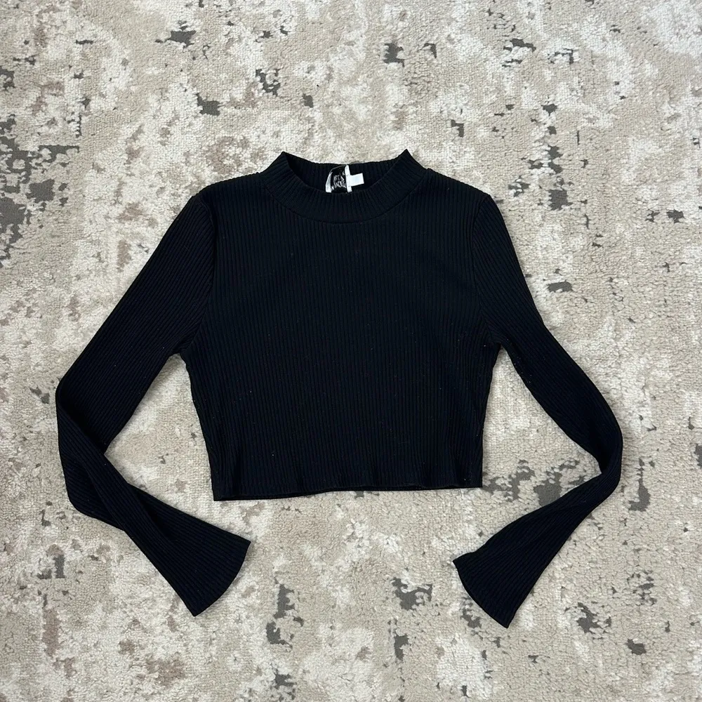 Princess Polly Cora Black Ribbed Crop Top Size 12 - Image 2