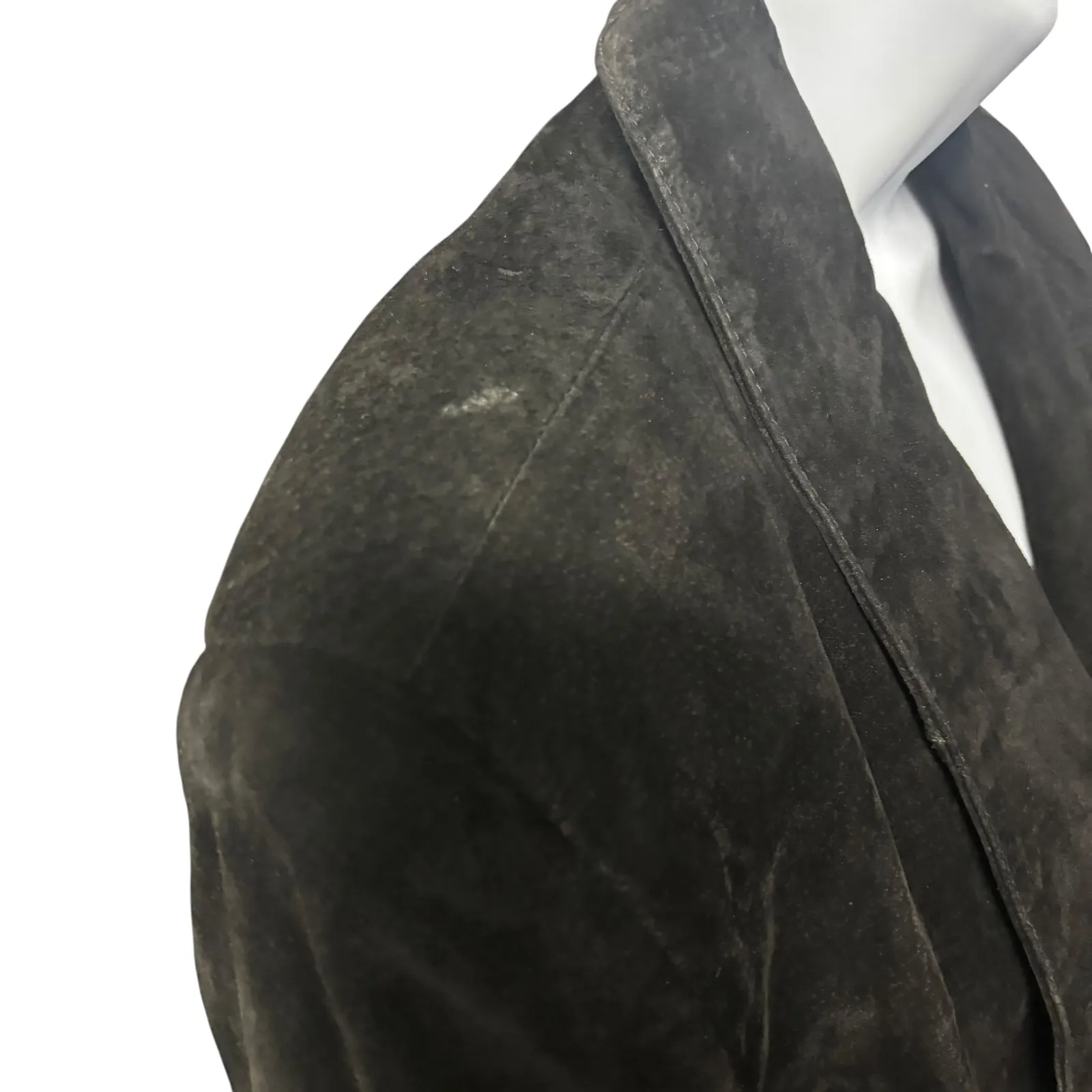 VTG Global Identity‎ G III Suede Leather Blazer Jacket Womens Large Black Crest - Image 12