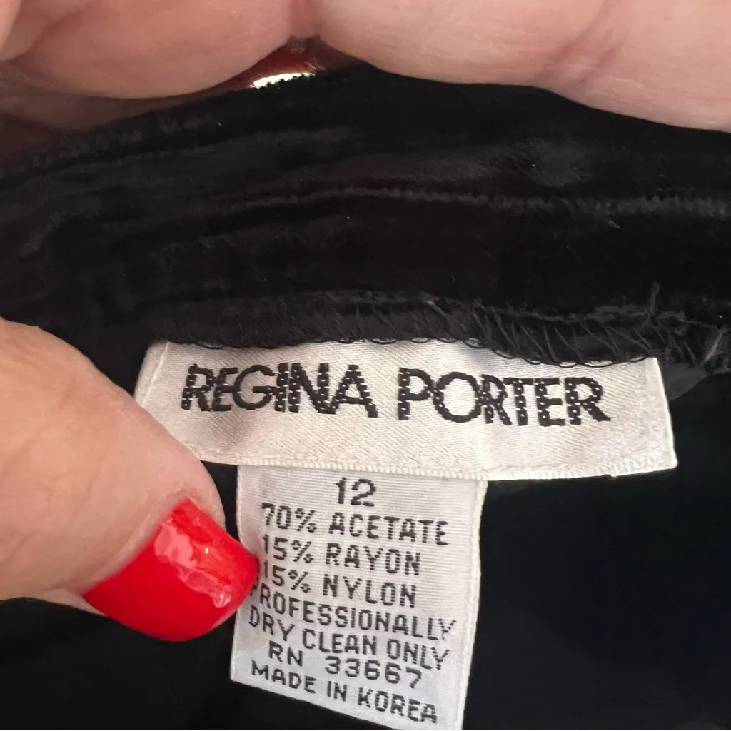 VINTAGE REGINA PORTER‎ Crushed Velvet SET wide leg pants + vest black SIZE 12 - Image 4