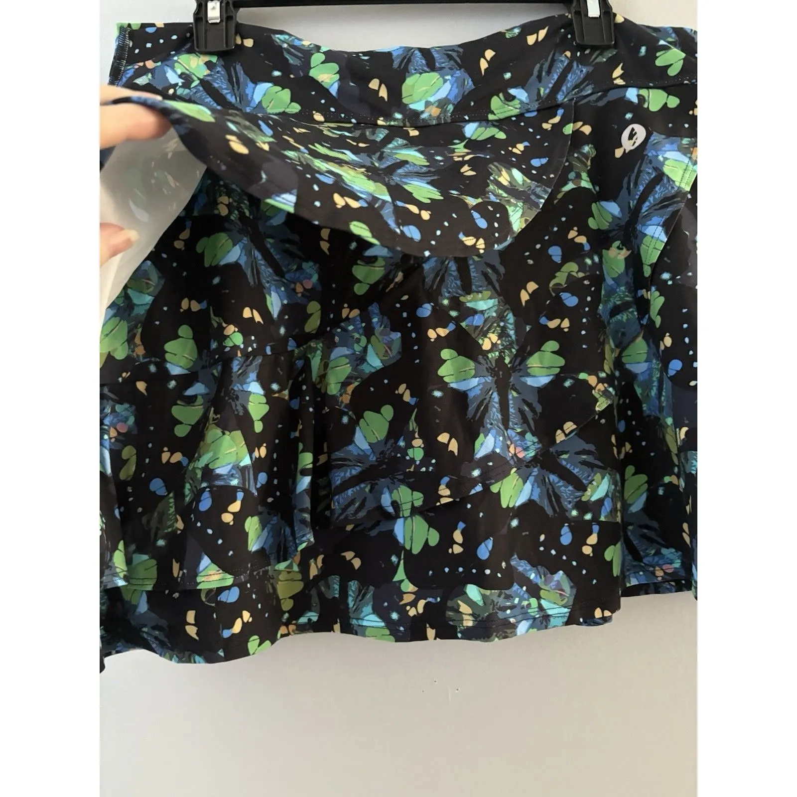 Dona Jo Skort Womens Sz 3 XL Black Blue Green Tiered Pull On Tennis Pickleball - Image 2