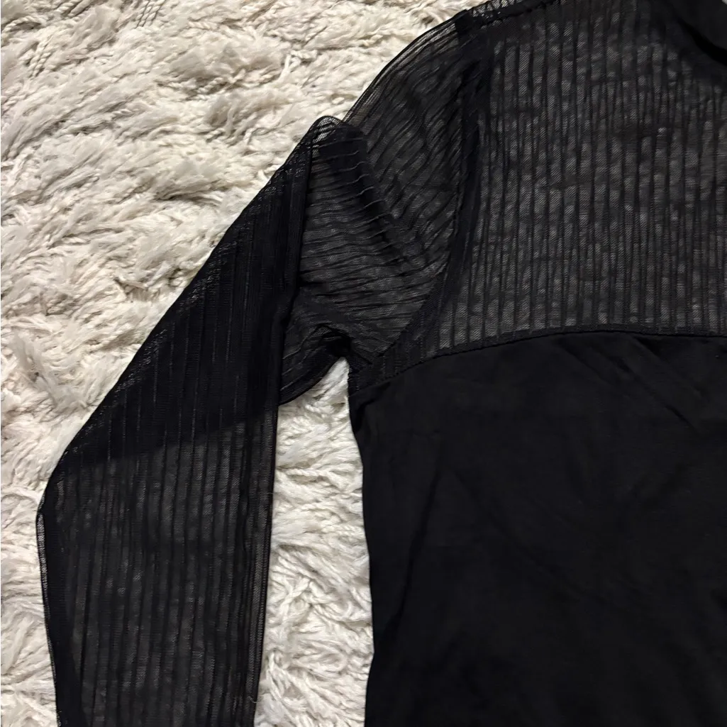 Black Sheer Long Sleeve Top Size XL - Image 3