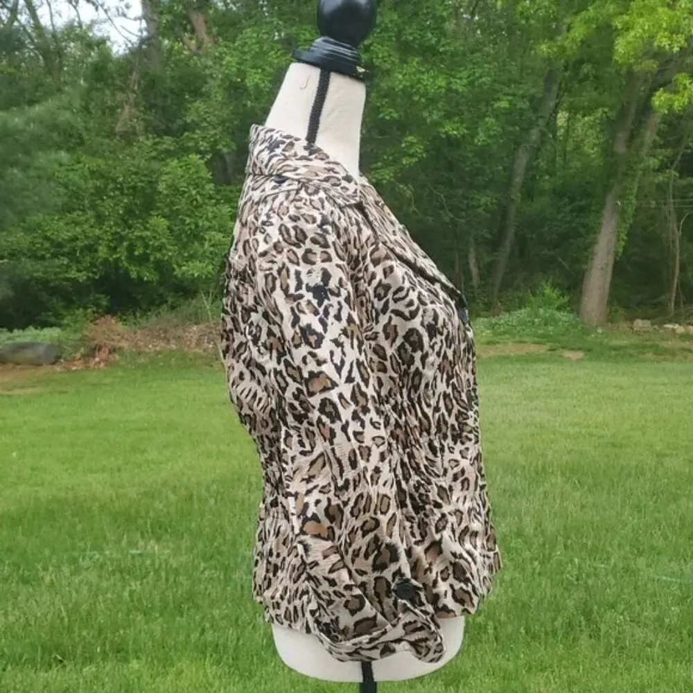 Sunny Taylor Animal Print Lightweight Blazer Jacket Black Size M - Image 3