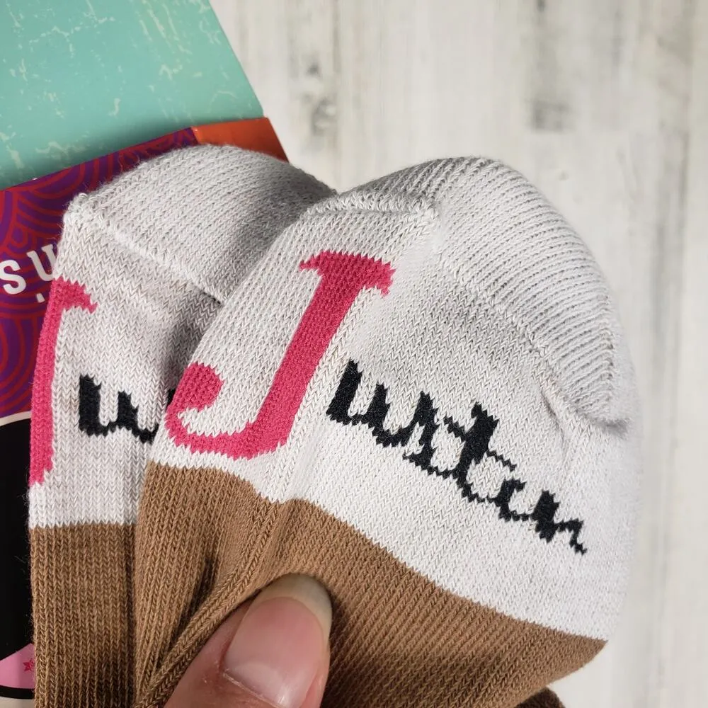 NWT Justin Boots Fashion Cushioned Sole Horse Crew Socks Women's Size Small - Image 8