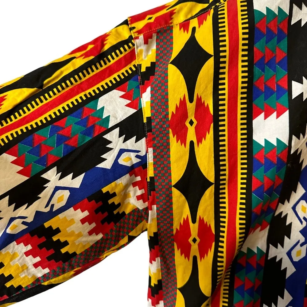 Vintage Side Saddle 100% Cotton Cutoff Sleeves Button Up Top Western Size Large Black - Image 8