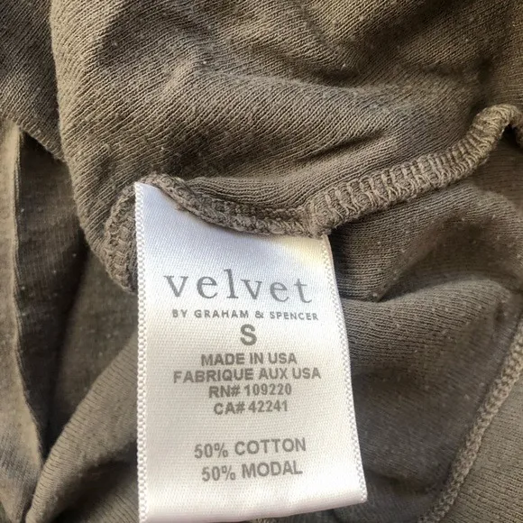 Velvet by Graham & Spencer Cotton Slub Tee Army Green Short Sleeve Scoop Neck Sm - Image 3
