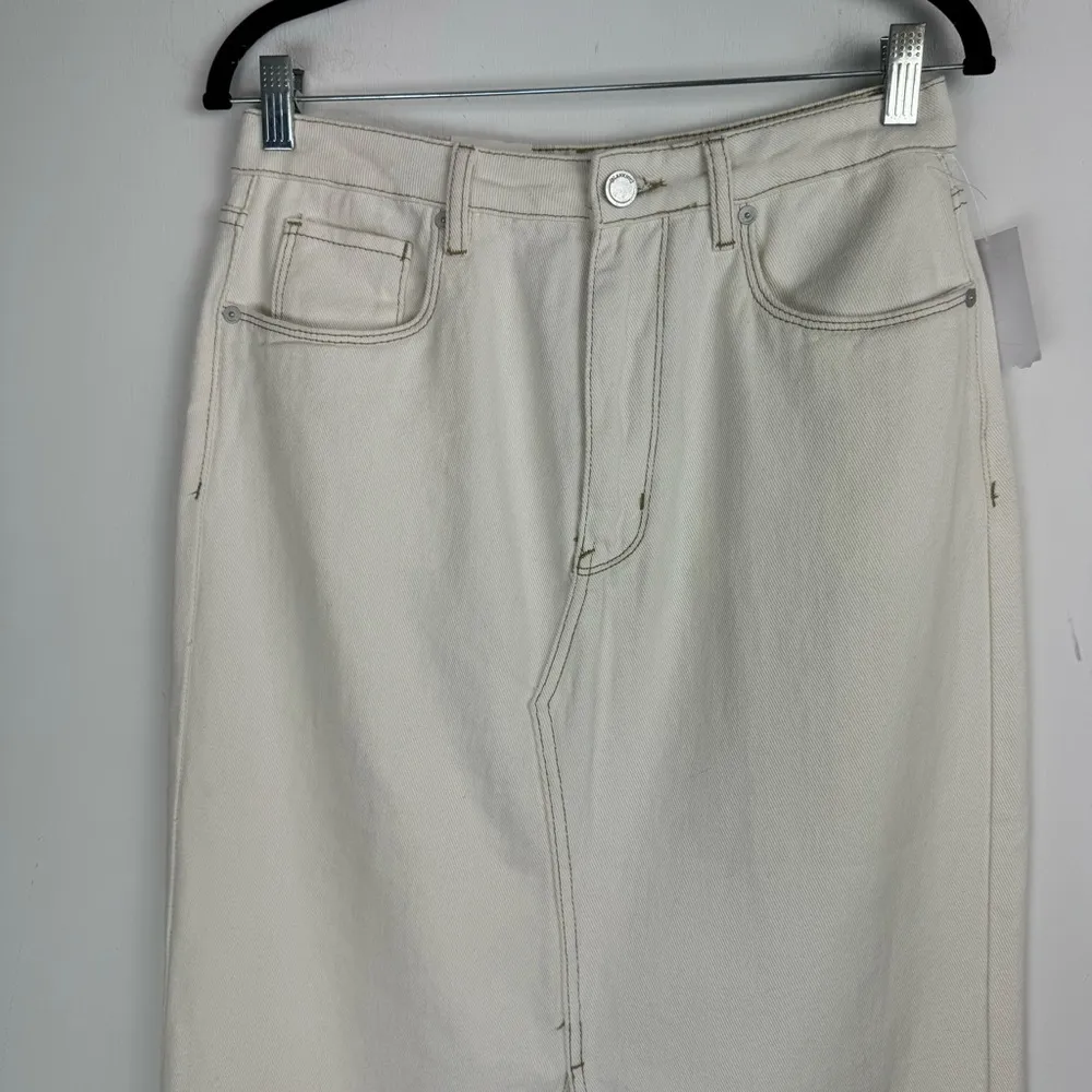 NWT Blank NYC Denim Maxi Slit Skirt Sz 27 Ecru Off White - Image 6