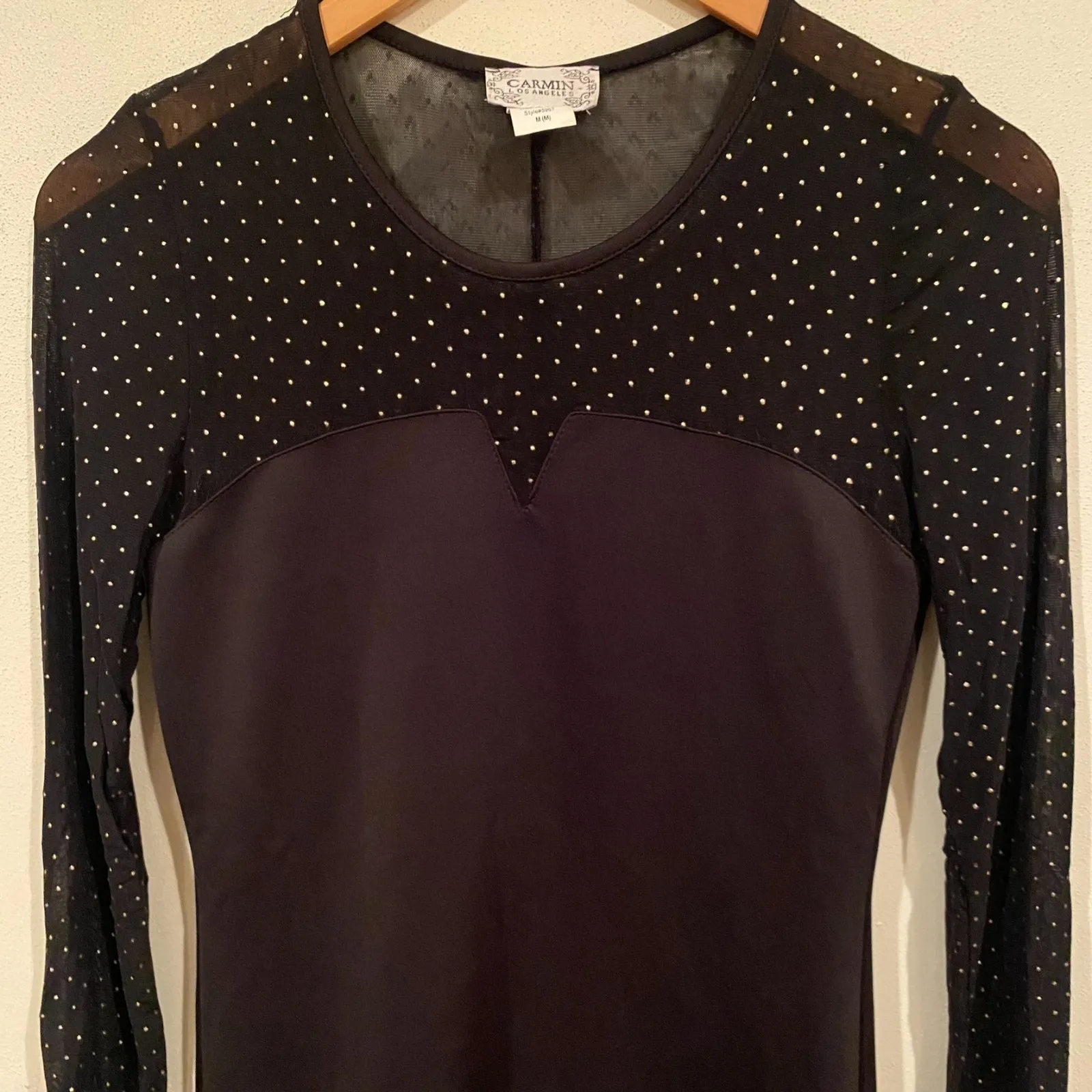 Y2K Carmin M Sparkle Mesh Sleeve Mini Dress Black Whimsigoth Wednesday Addams‎ Size M - Image 2