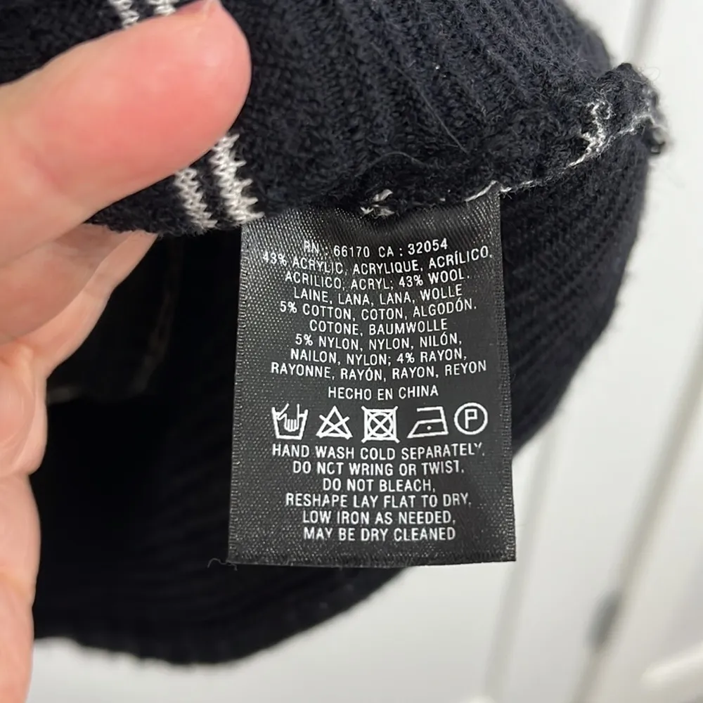 Anthropologie Knitted & Knotted Small Petite Black Stripe Long Sleeve Knit Dress - Image 7