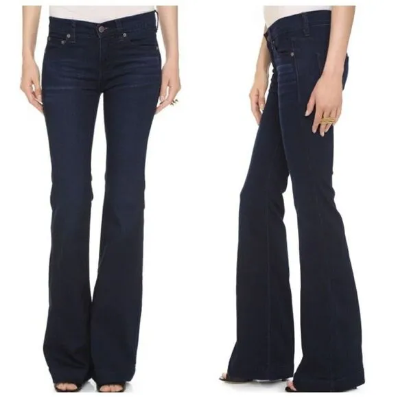 Free People Gummy Flare Jeans Morrisey Wash Women’s Size 25 Mid Rise Stretch Bel - Image 2