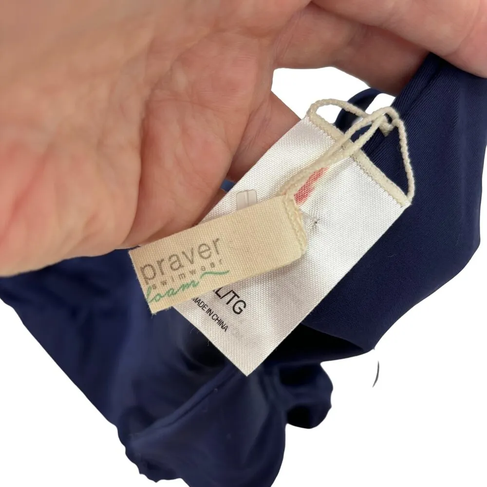 Tori Praver Swimsuit Womens XL Seafoam Tie Back Swim One Piece Navy Blue Strappy - Image 4