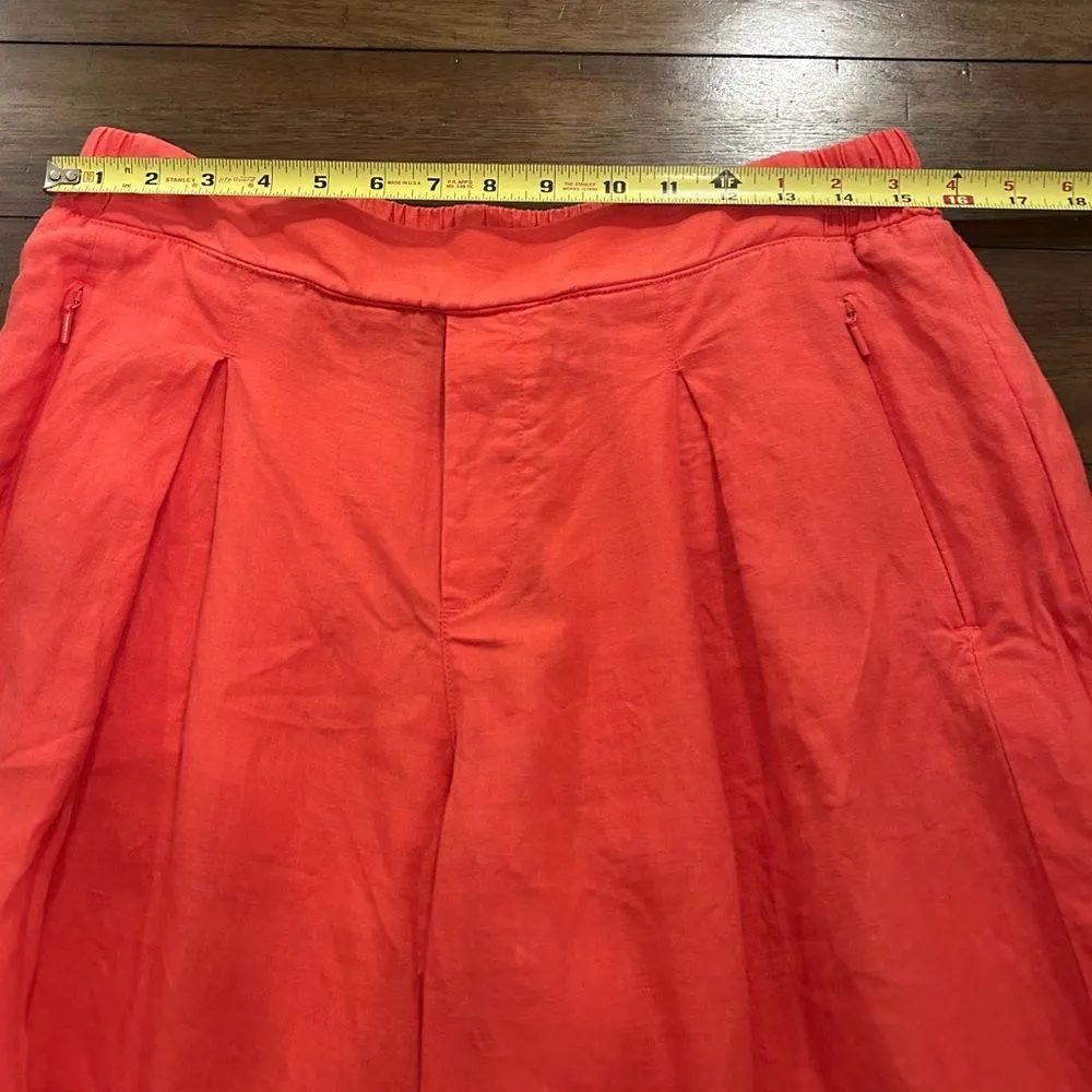 Athleta Playa Coral Linen Wide Leg Cropped Pants Size 12 Pashion Fruit 798591 - Image 8