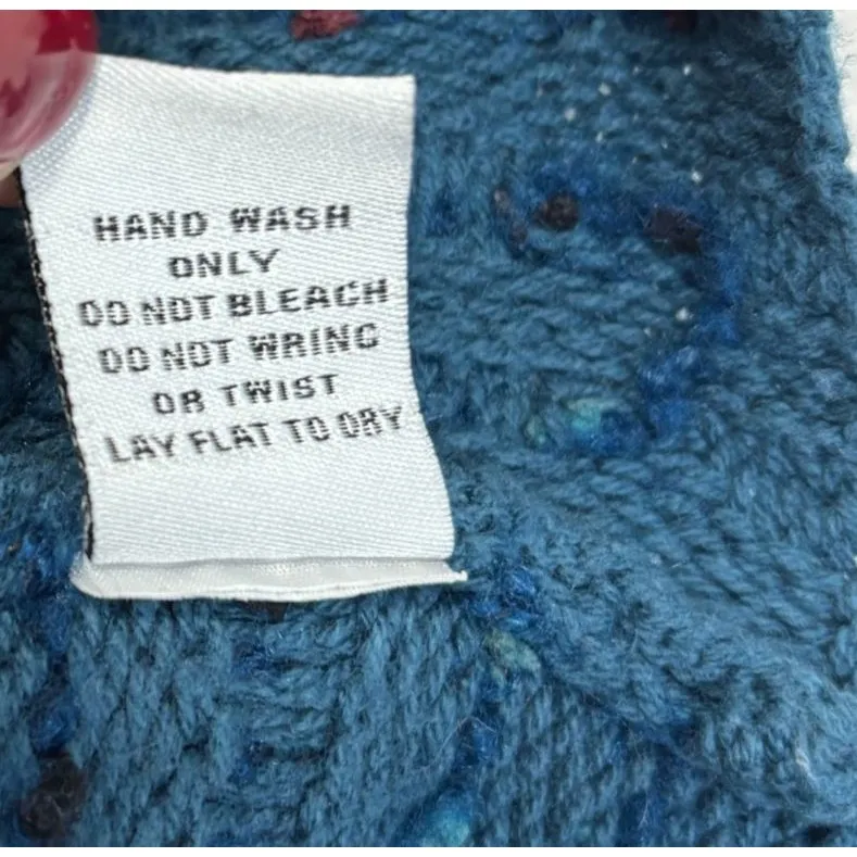 Habitat Clothes To Live In Textured Sweater Teal Multi Comfy Artsy Boho Sz L - Image 9