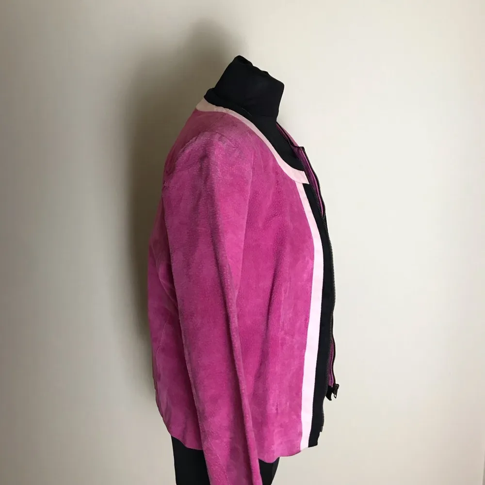 Vintage Pink Leather Jacket Size M - Image 4