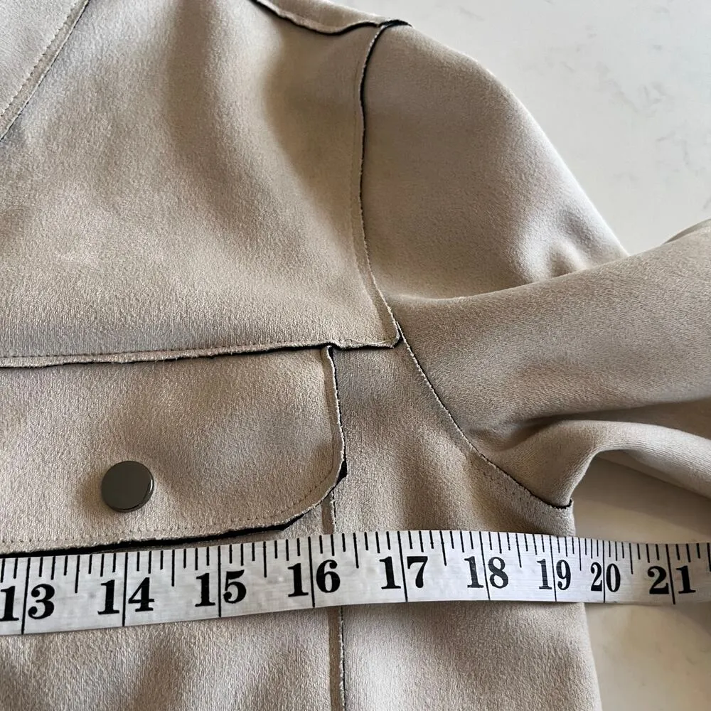 Zara Beige Faux Suede Button Front Jacket Size Small - Image 5