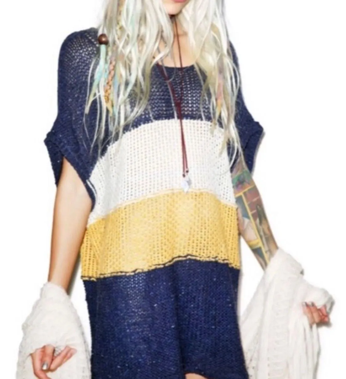 NEW! Estate Stripe Open Weave Sweater - Image 2