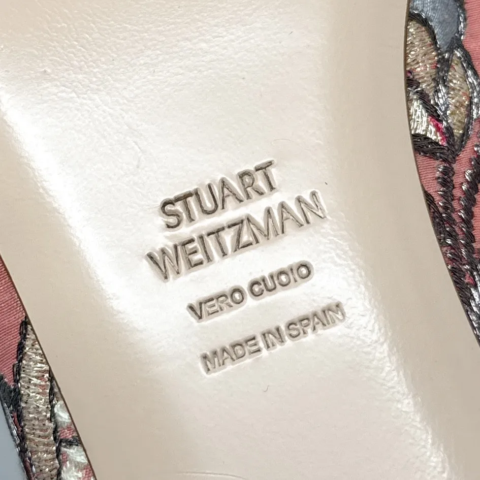 Stuart Weitzman Pipearky Floral Rose Blossom Embroidery Smoking Loafer Flat Pink - Image 9