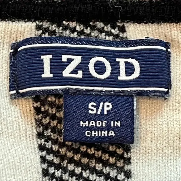 IZOD BLACK WHITE CHECKERED CONTRAST CARDIGAN JACKET WOMEN'S SIZE SMALL - Image 5