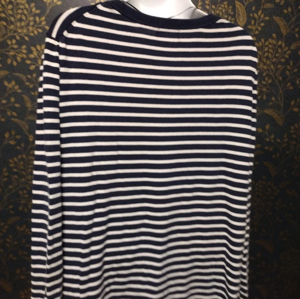 Crown And Ivy Striped Navy and Gold Deer Sweater - Image 3