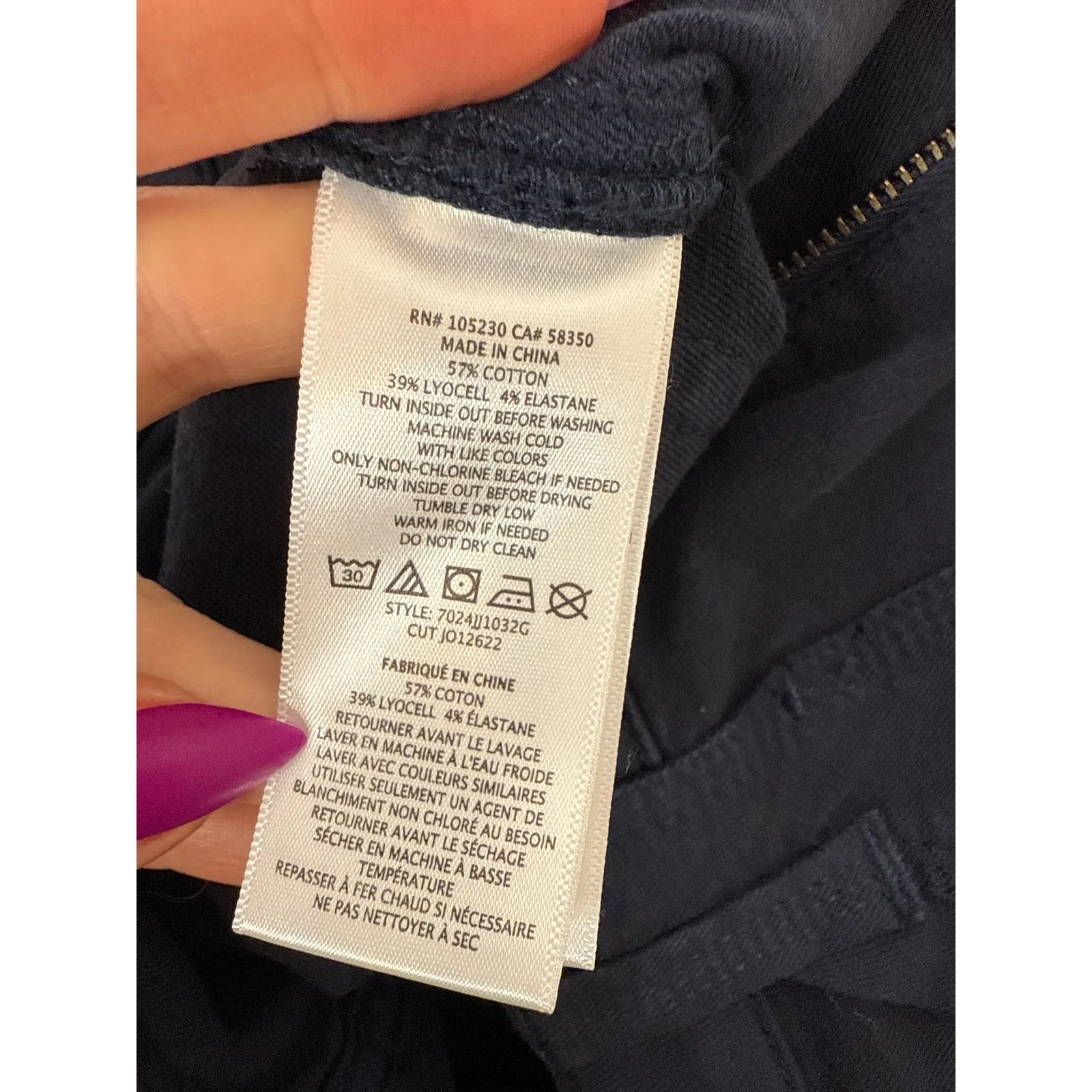 NWT Joie High Rise Park Skinny Jeans Navy Blue Stretch Cropped Womens Size 26 - Image 6